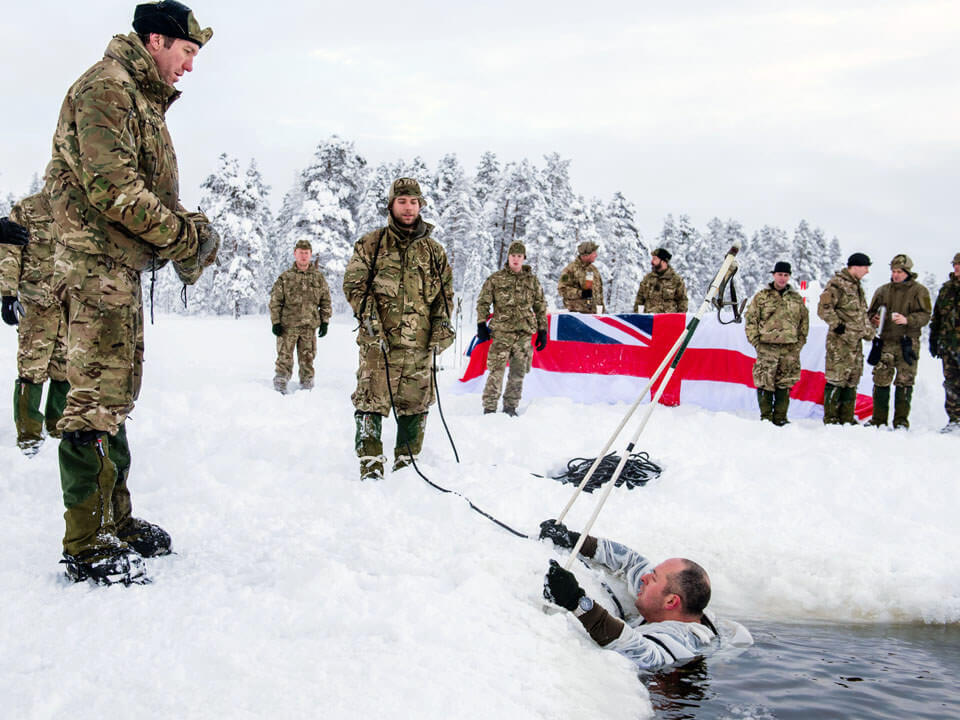 Royal Marines on a training exercise in the snow